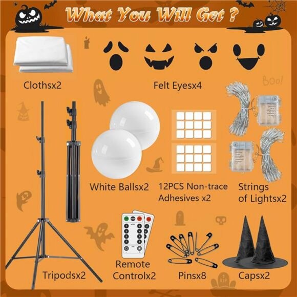 Halloween Decor Outdoor Indoor- 2 Packs Large Light-Up Spooky Standing Ghost - Picture 2 of 7